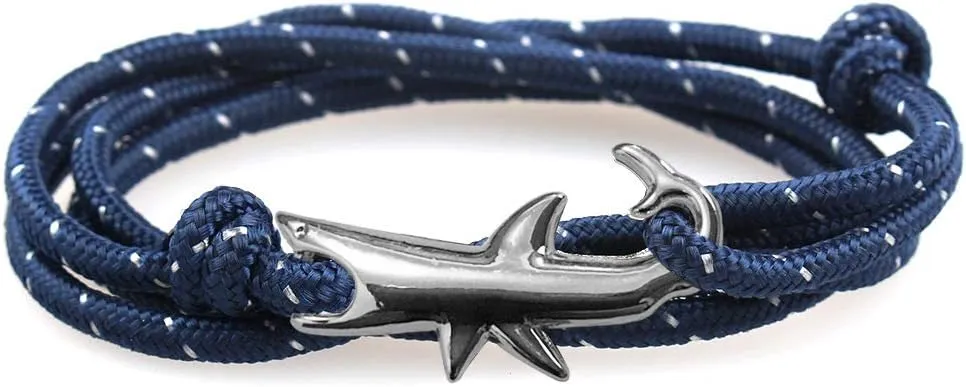 Shark Whale Orca Tail Anchor Turtle Hook Bracelet Nylon Polyester Rope Adjustable Bracelet for Men