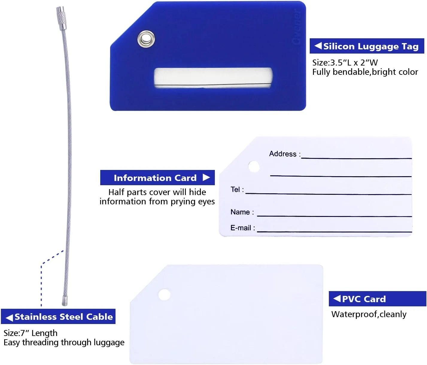 Silicone Luggage Tag with Name ID Card Perfect to Quickly Spot Luggage Suitcase