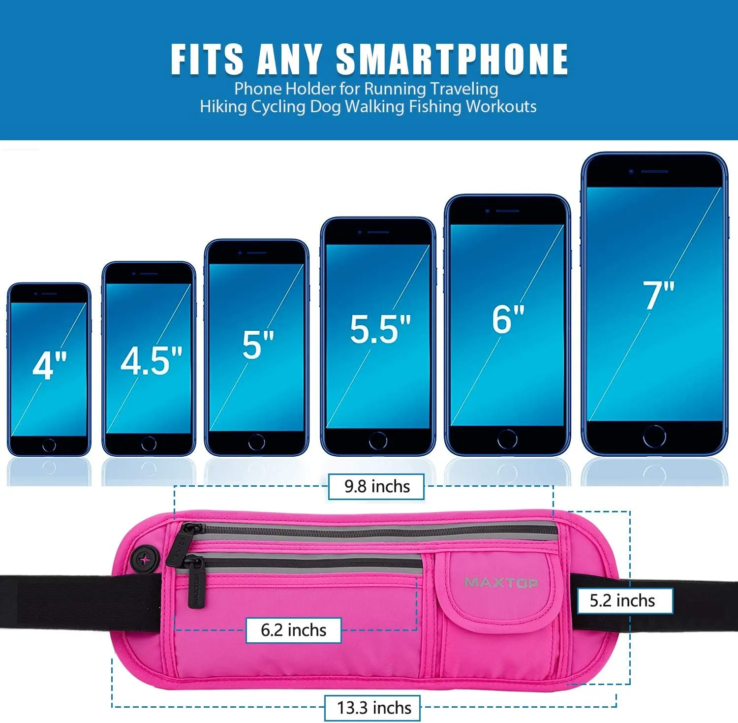 Slim Running Belt Fanny Packs for Women Men, Reflective Waist Pack Phone Holder for Walking Fitness Workout Exercise,Water Resistant Running Travel Belt Bag Jogging Pouch, Gym Accessories for Runner