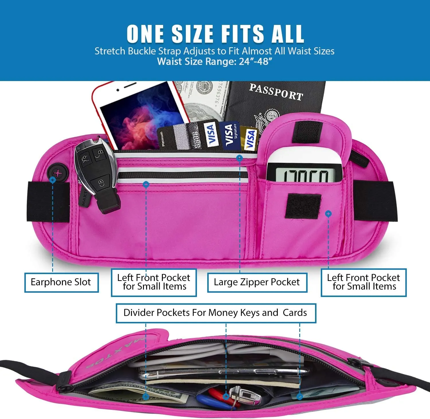 Slim Running Belt Fanny Packs for Women Men, Reflective Waist Pack Phone Holder for Walking Fitness Workout Exercise,Water Resistant Running Travel Belt Bag Jogging Pouch, Gym Accessories for Runner