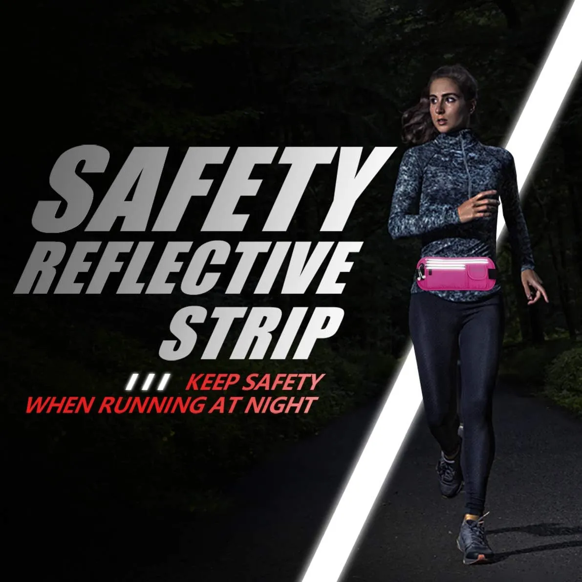 Slim Running Belt Fanny Packs for Women Men, Reflective Waist Pack Phone Holder for Walking Fitness Workout Exercise,Water Resistant Running Travel Belt Bag Jogging Pouch, Gym Accessories for Runner