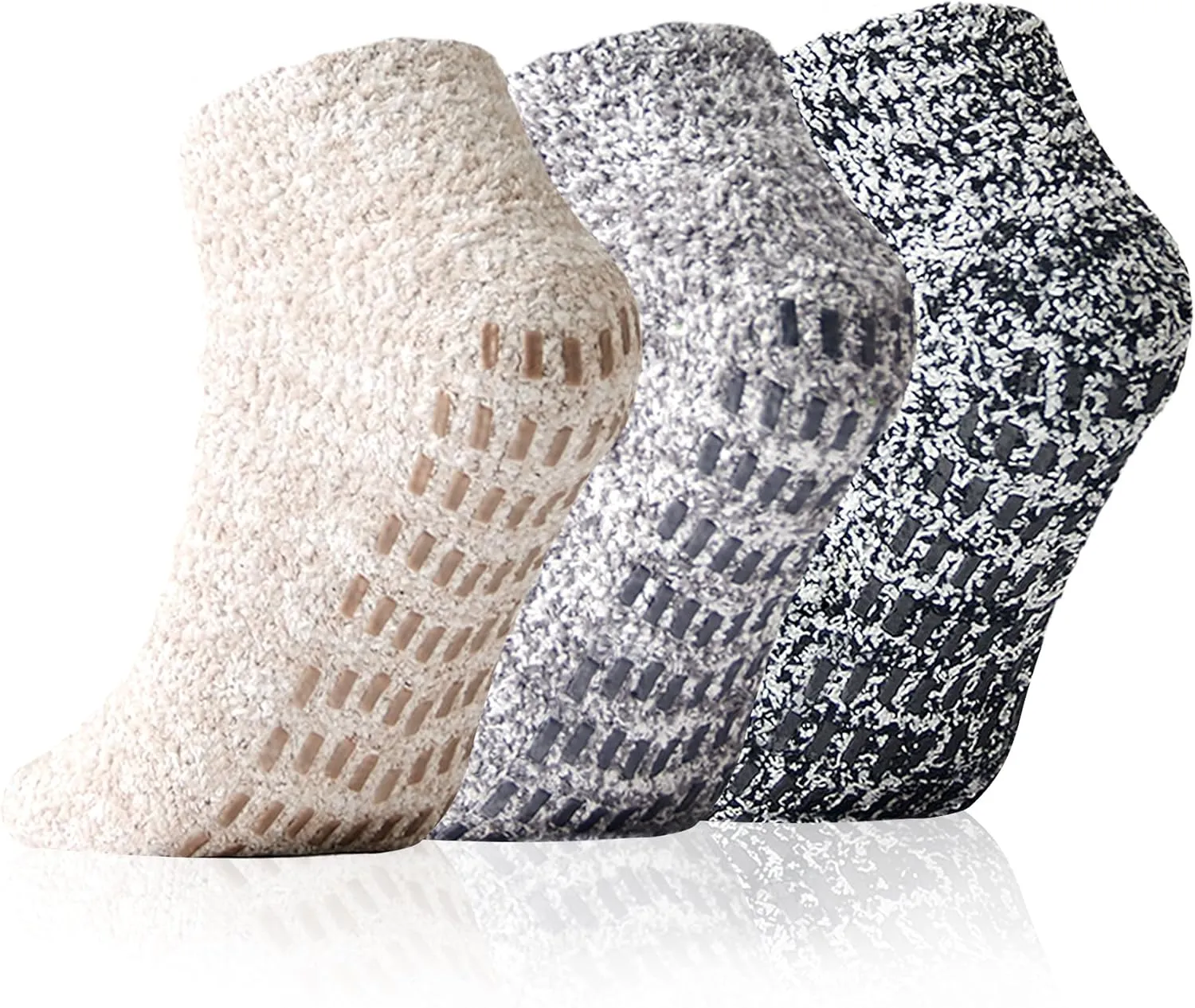 Slipper Socks With Grips for Women and Men - Fuzzy Warm Winter Non-Slip Hospital Socks - Home Cozy Grip Ankle Socks