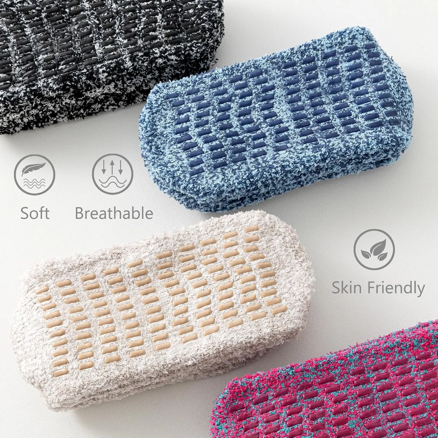 Slipper Socks With Grips for Women and Men - Fuzzy Warm Winter Non-Slip Hospital Socks - Home Cozy Grip Ankle Socks