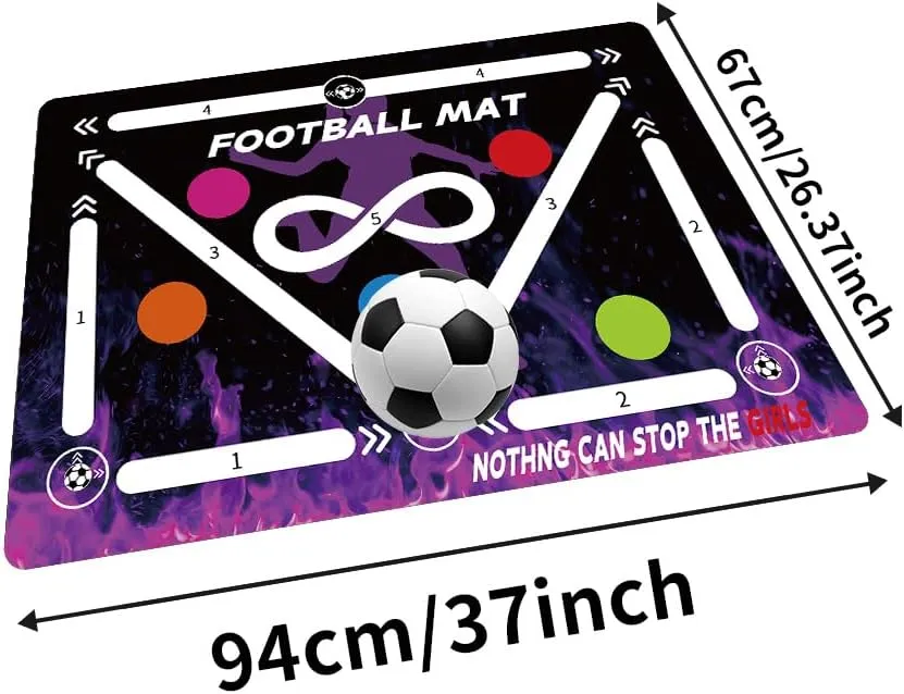 Soccer Training Mat, Agility Football Footwork Training Equipment Mat for All Ages to Improve Speed, Strength and Coordination, Video and Dynamic Manuals Included, Anti-Slip/Silent Soccer Mat
