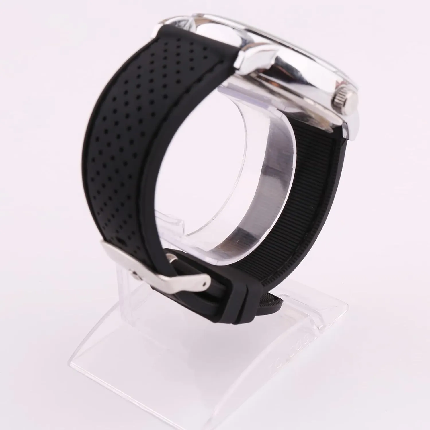Sporty Black Rubber Silicone Watch Band 20mm 22mm 24mm Breathable Wristband Watch Strap Accessories Gifts for men Match All Watches for Men Women