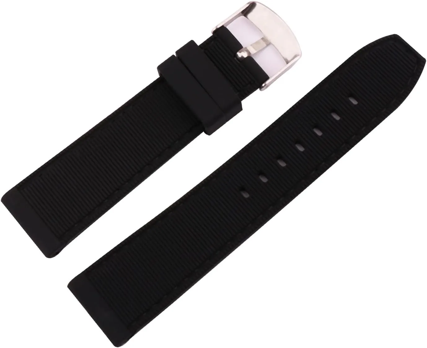 Sporty Black Rubber Silicone Watch Band 20mm 22mm 24mm Breathable Wristband Watch Strap Accessories Gifts for men Match All Watches for Men Women