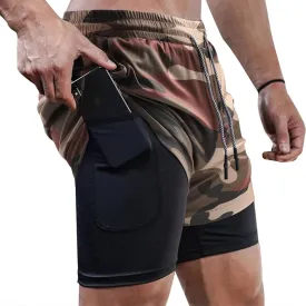 Surenow Men's Running Shorts Quick Dry Workout Gym Shorts Athletic 2-in-1 Stealth Shorts Outdoor Short for Men with Pockets