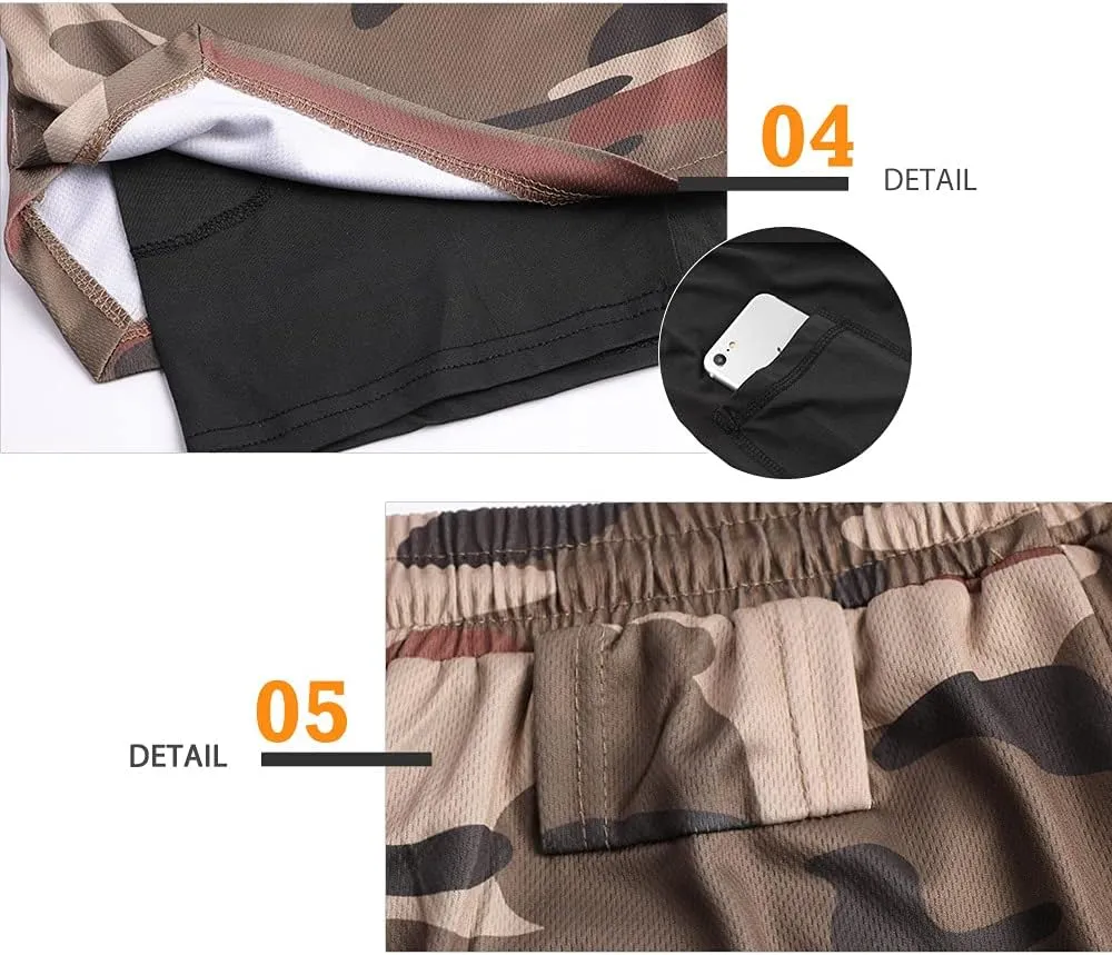 Surenow Men's Running Shorts Quick Dry Workout Gym Shorts Athletic 2-in-1 Stealth Shorts Outdoor Short for Men with Pockets