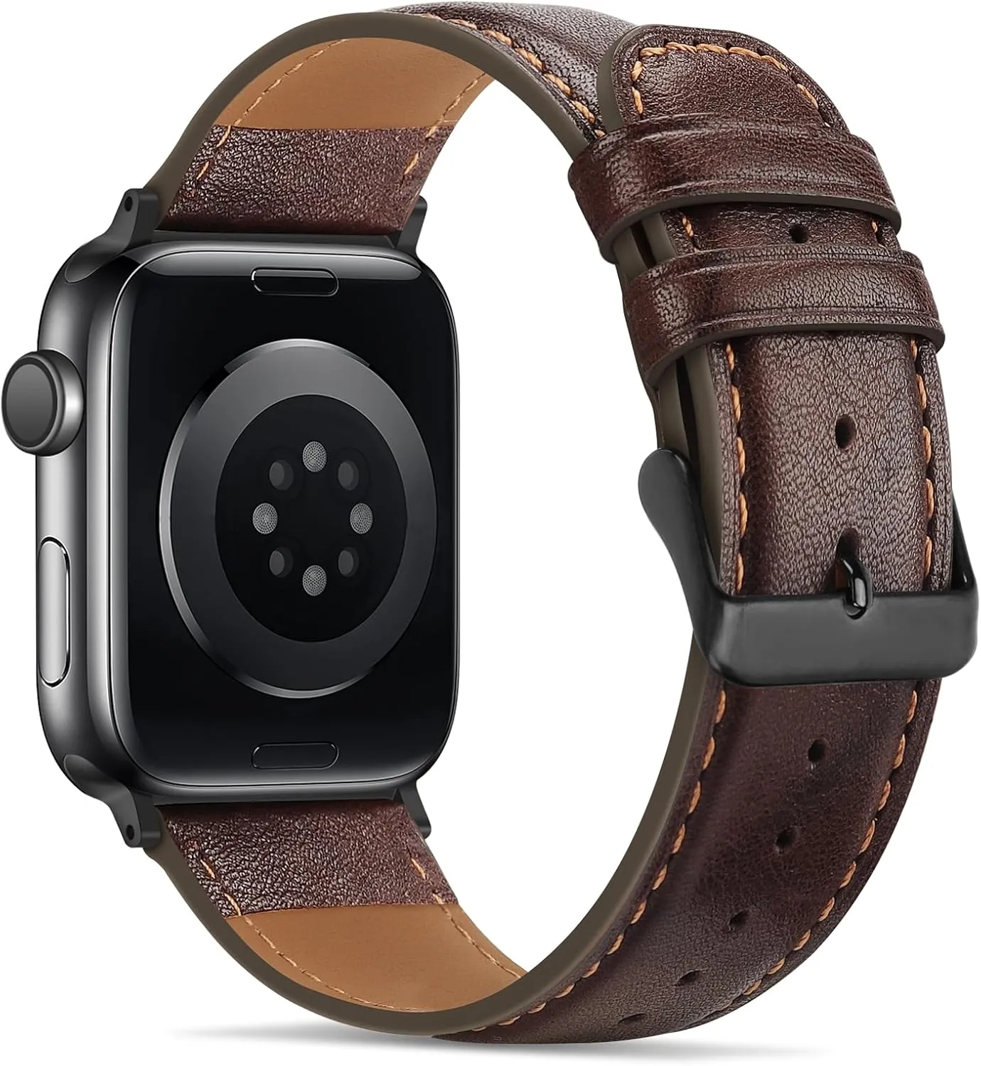 Tasikar Bands Compatible with Apple Watch Band 49mm 46mm 45mm 44mm 42mm Men Genuine Leather Replacement Bands Compatible with Apple Watch Ultra 2 SE Series 10 9 8 7 6 5 4 3 2 1, Retro Brown