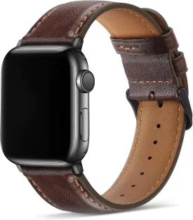 Tasikar Bands Compatible with Apple Watch Band 49mm 46mm 45mm 44mm 42mm Men Genuine Leather Replacement Bands Compatible with Apple Watch Ultra 2 SE Series 10 9 8 7 6 5 4 3 2 1, Retro Brown