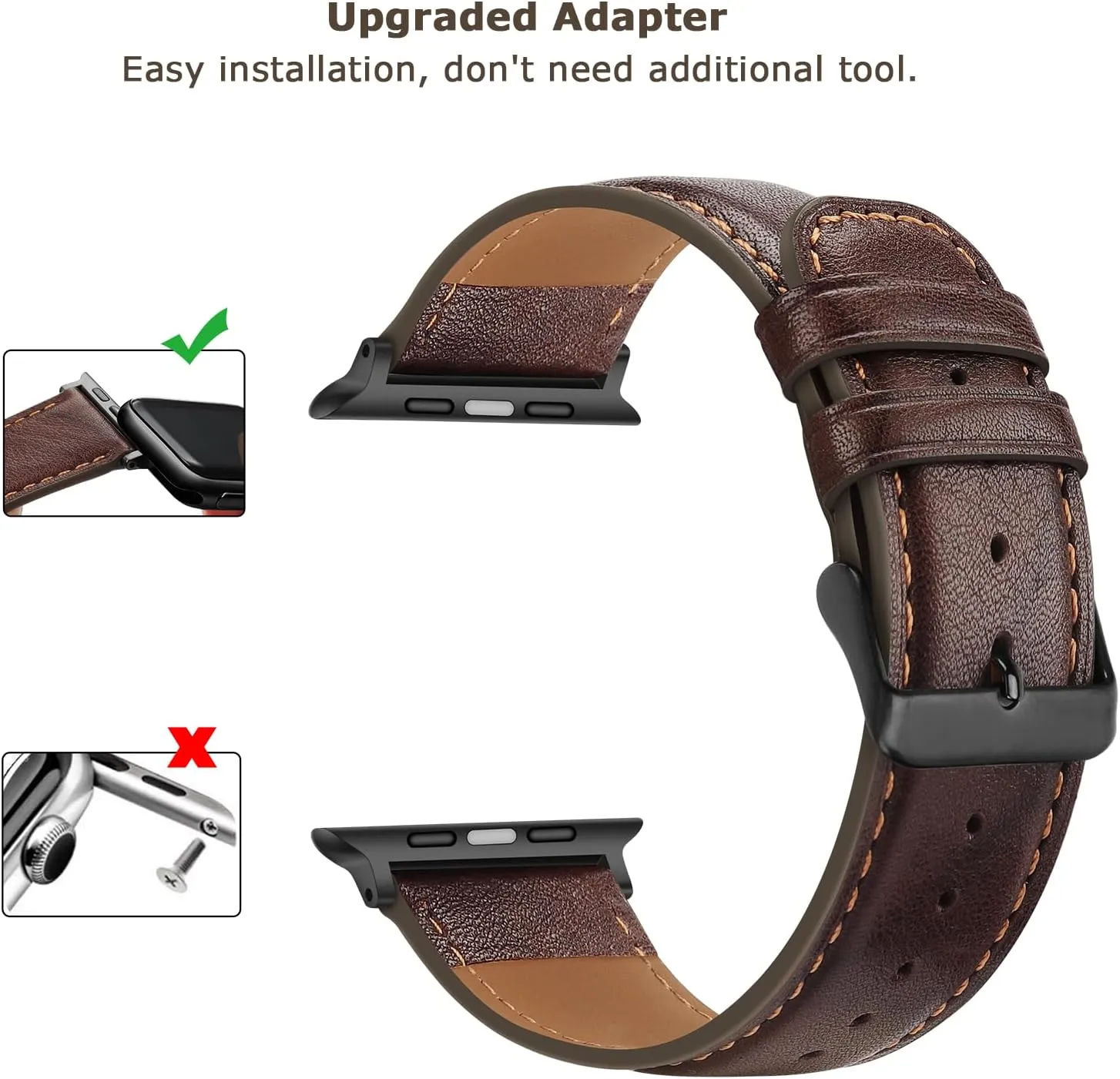 Tasikar Bands Compatible with Apple Watch Band 49mm 46mm 45mm 44mm 42mm Men Genuine Leather Replacement Bands Compatible with Apple Watch Ultra 2 SE Series 10 9 8 7 6 5 4 3 2 1, Retro Brown