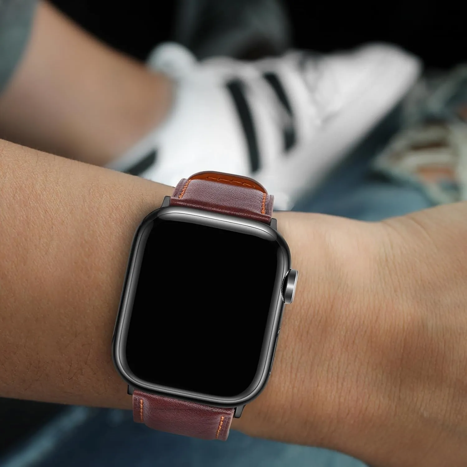 Tasikar Bands Compatible with Apple Watch Band 49mm 46mm 45mm 44mm 42mm Men Genuine Leather Replacement Bands Compatible with Apple Watch Ultra 2 SE Series 10 9 8 7 6 5 4 3 2 1, Retro Brown