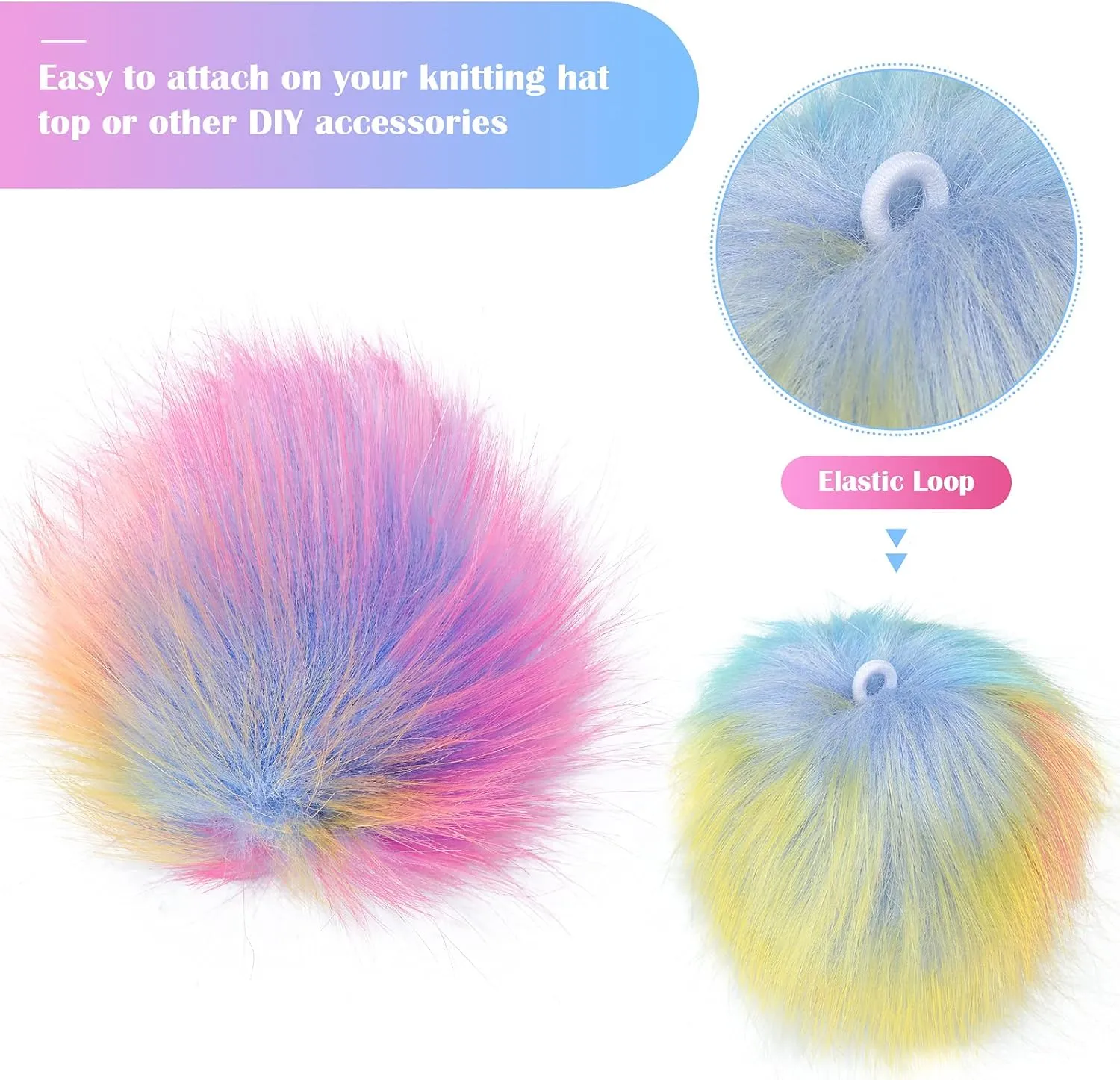 Tatuo 16 Pieces Faux Fur Pom Ball DIY for Hats Shoes Scarves Bag Pompoms Keychain Charms Knitting Hat Accessories(Colorful)