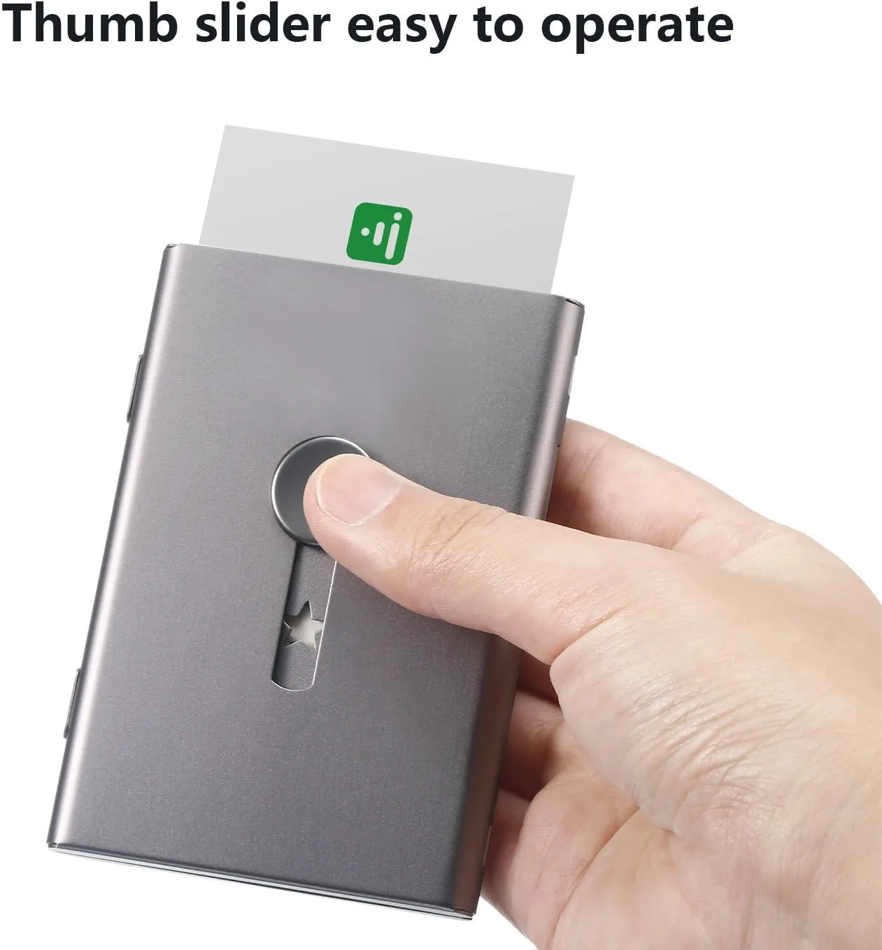 Tatuo 2 Pack Thumb Drive Business Card Holder Stainless Steel Business name Card Case Portable Slide Out name holder Wallet Nice Design pocket for Men and Women(Black/Gray)