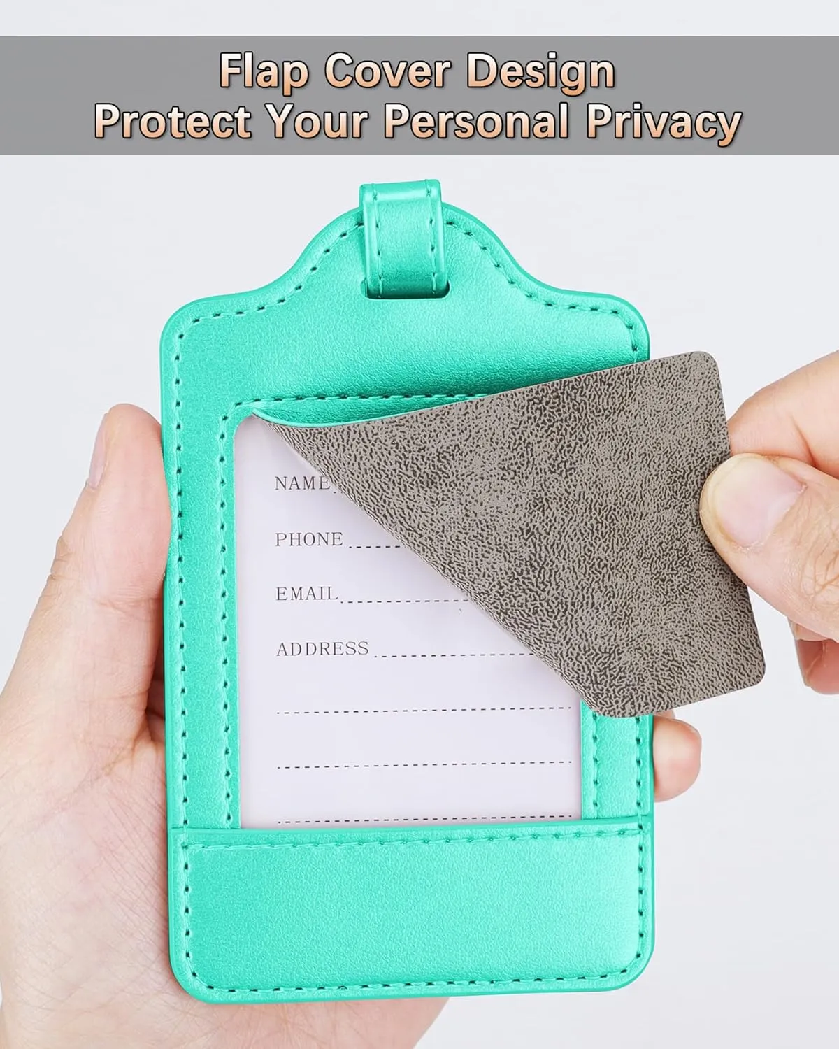 Teskyer Luggage Tags, 3 Pack Premium PU Leather Luggage Tags Privacy Protection Travel Bag Labels Suitcase Tags