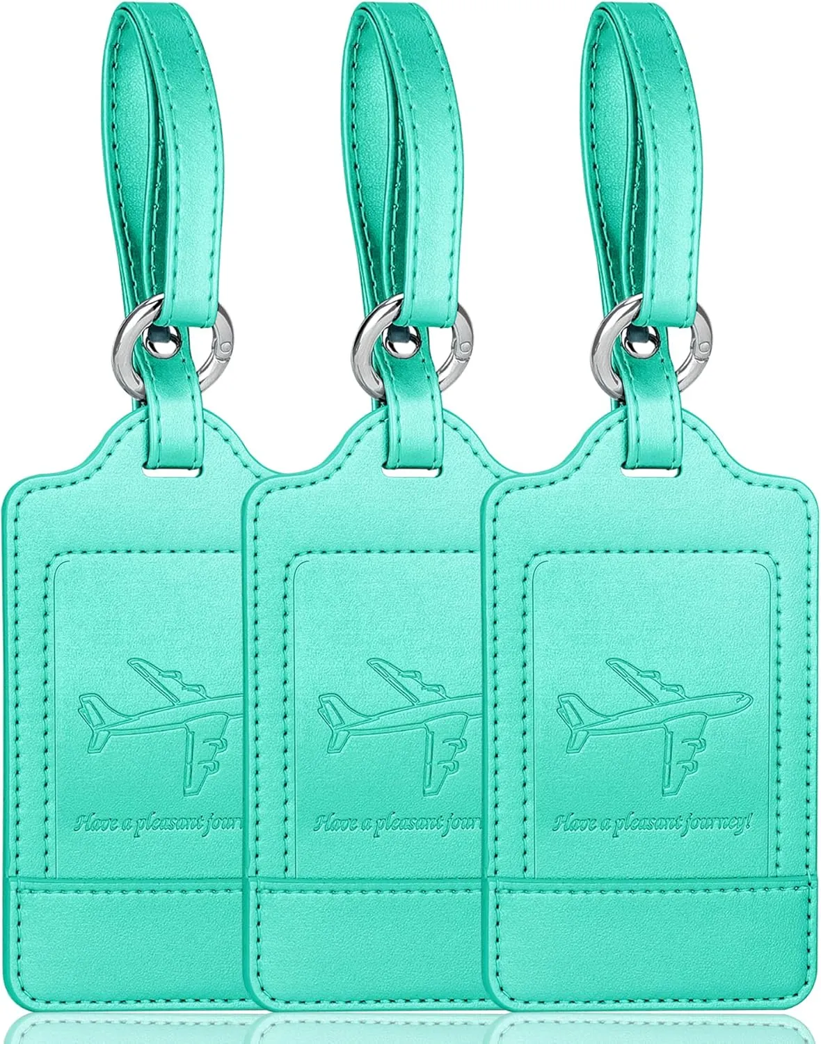 Teskyer Luggage Tags, 3 Pack Premium PU Leather Luggage Tags Privacy Protection Travel Bag Labels Suitcase Tags