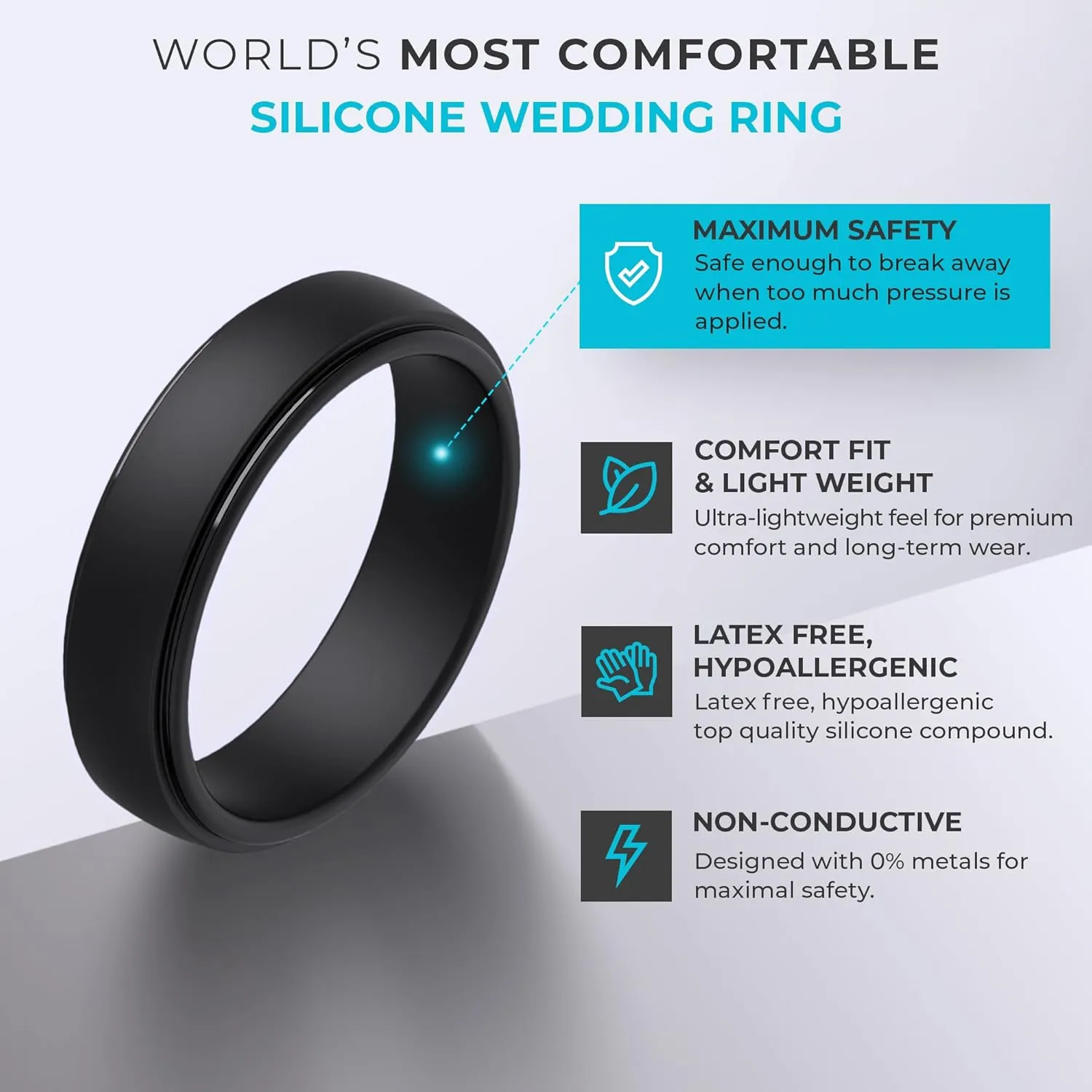 ThunderFit Silicone Rings for Men, Stepped Edge Rubber Wedding Bands - 1/4 Variety Multipack