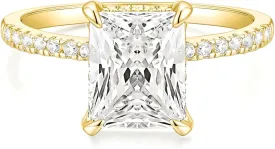 TIGRADE 4CT Engagement Ring for Women Radiant Cut Cubic Zirconia Wedding Band CZ Promise Anniversary Ring Size 3-13
