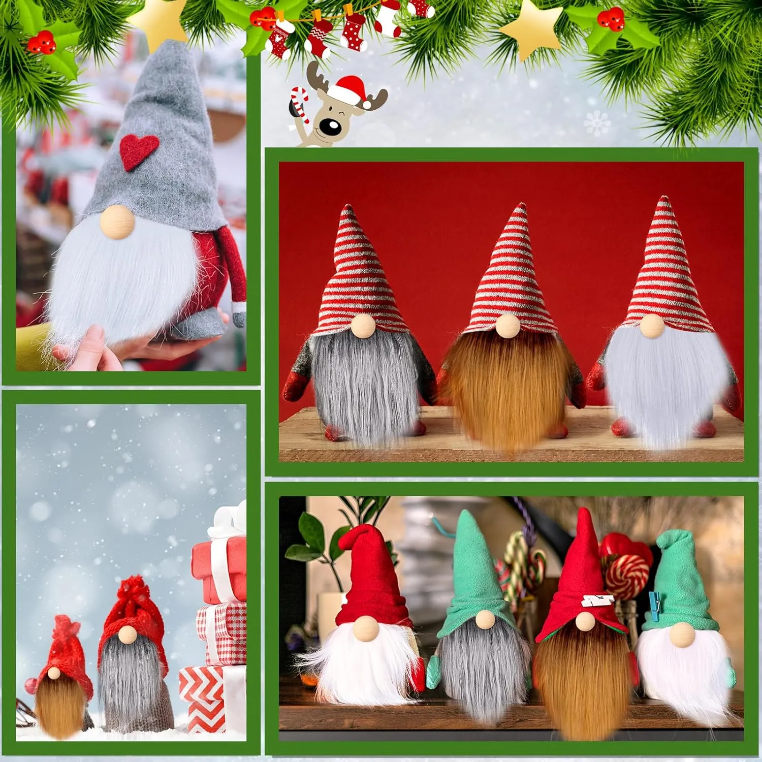 Tudomro 15 Pcs Gnome Beards for Crafting Faux Fabric Precut Gnomes Beards Handmade 30 Pieces Wood Balls for Easter Halloween Christmas Valentine Independence Day(Gray, Camel, White)