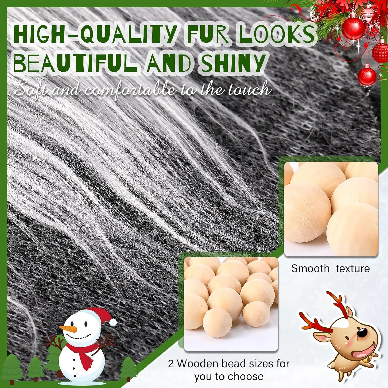 Tudomro 15 Pcs Gnome Beards for Crafting Faux Fabric Precut Gnomes Beards Handmade 30 Pieces Wood Balls for Easter Halloween Christmas Valentine Independence Day(Gray, Camel, White)