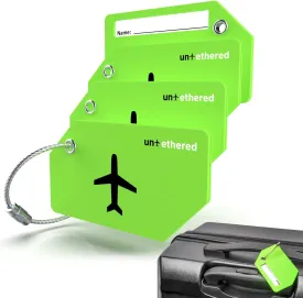 Untethered 4-Pack Luggage Tag Set | Durable ID Tags for Suitcases & Travel Bags | Name Identifiers for Easy Bag Recognition