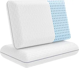 Vaverto Gel Memory Foam Pillow - Standard Size, 2 Pack, Firm Pillow for Neck and Shoulder Support, Orthopedic, Firm, Cooling, Contoured Memory Foam Pillows for Back, Side, Stomach Sleepers, Set of 2