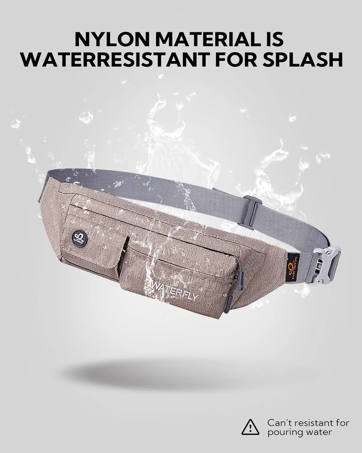 WATERFLY Fanny Pack for Women Men Water Resistant Small Waist Pouch Slim Belt Bag with 4 Pockets for Running Travelling Hiking Walking Lightweight Crossbody Chest Bag Fit All Phones