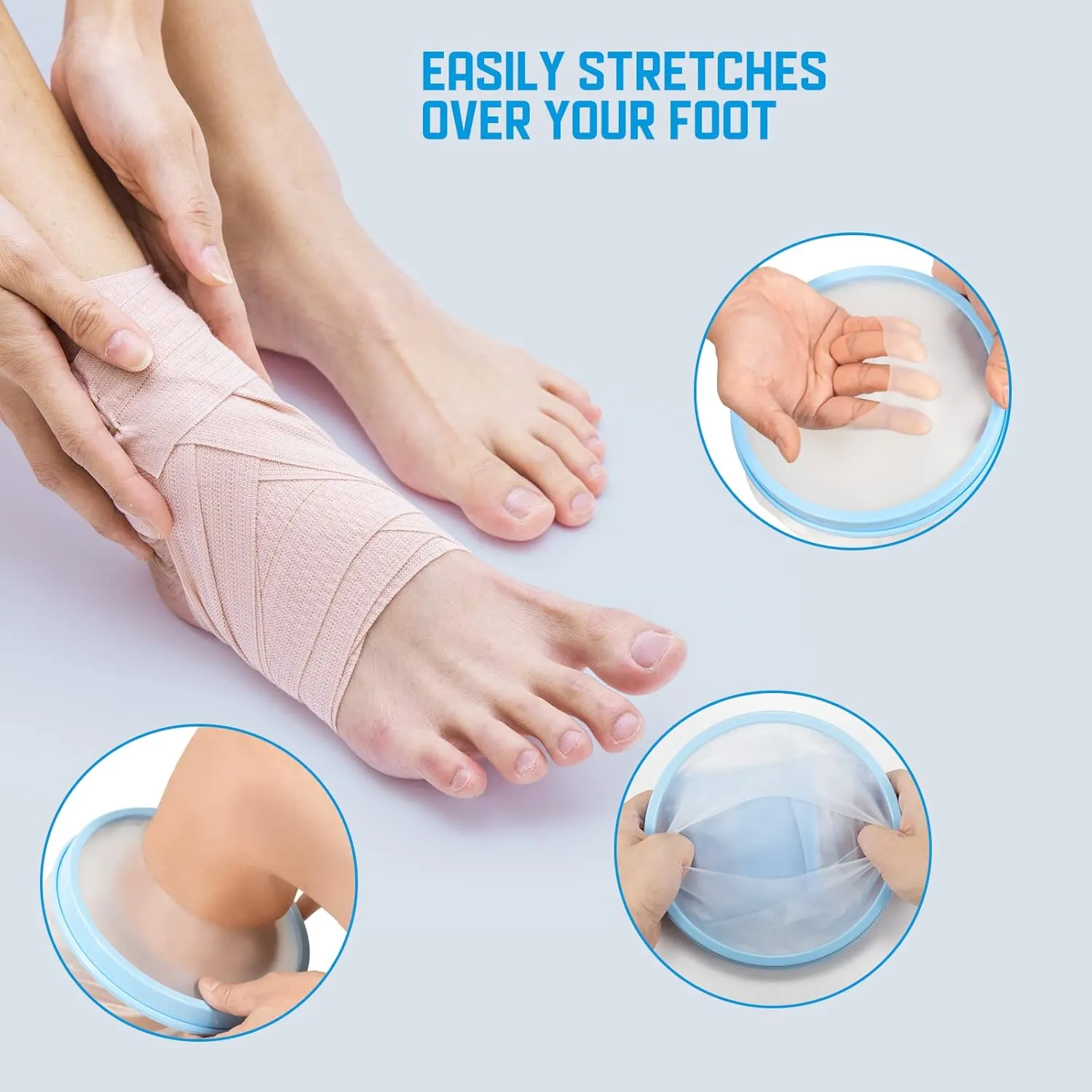 Waterproof Foot & Ankle Cast Cover for Shower,with New Upgraded Non-Slip Padding Bottom,Reusable Sealed Watertight Foot Protector to Keep Wound & Bandages Dry,Perfect Fit for Leg Foot Ankle