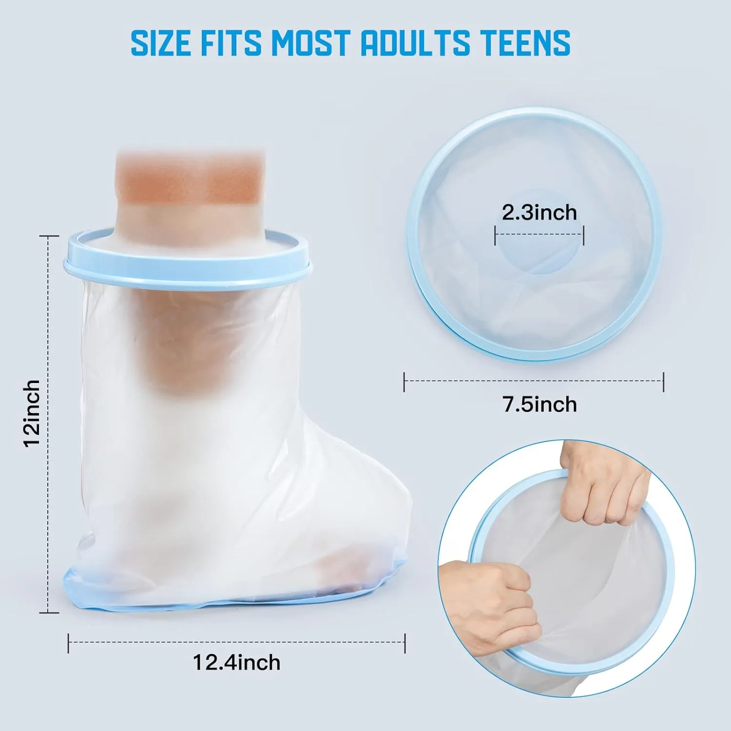 Waterproof Foot & Ankle Cast Cover for Shower,with New Upgraded Non-Slip Padding Bottom,Reusable Sealed Watertight Foot Protector to Keep Wound & Bandages Dry,Perfect Fit for Leg Foot Ankle