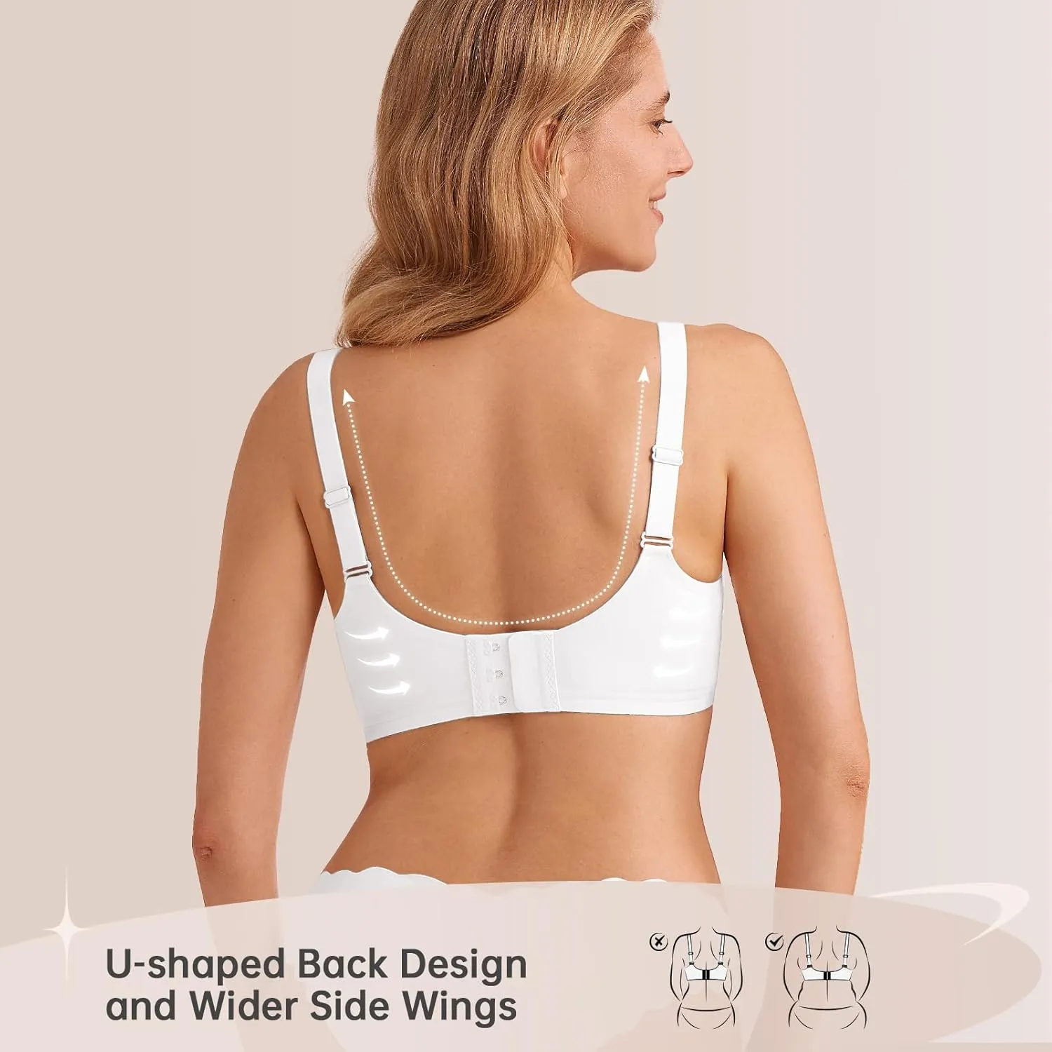 Wireless Seamless Bras for Women No Underwire Push Up Scalloped V Neck Full Coverage Support Bralettes Everyday Bras