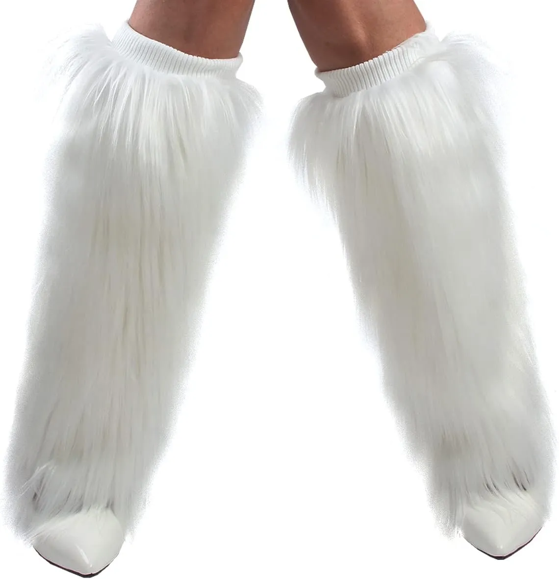 Womens Fluffy Faux Fur Leg Warmers Cozy Fuzzy Long Boot Cuffs Covers