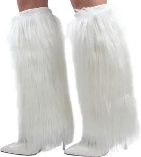 Womens Fluffy Faux Fur Leg Warmers Cozy Fuzzy Long Boot Cuffs Covers