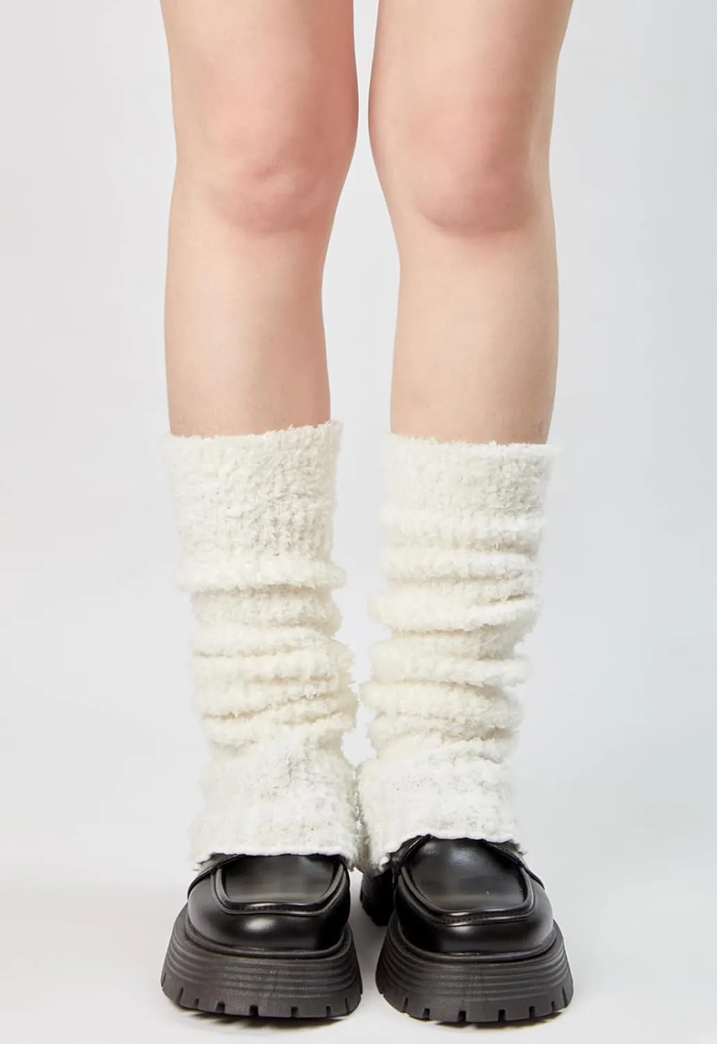 Womens Fuzzy Leg Warmers Knit Ankle Socks Winter Warm Ruffle Leg Sleeves Warmer College Concert Thick Boot Socks