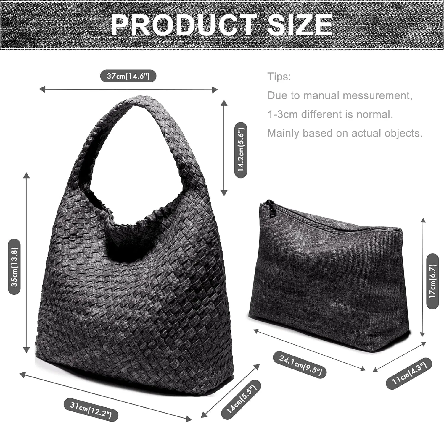 Woven Bag Purses and Handbags Woven Vegan Leather Tote Shoulder Top-Handle Bag With Purses for Women