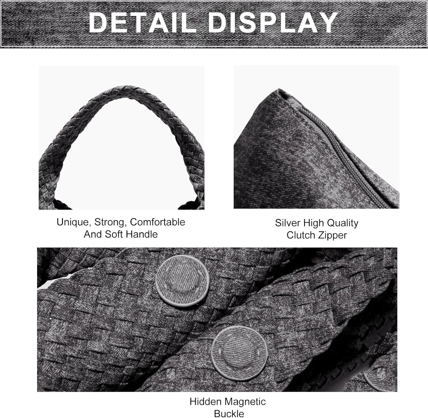 Woven Bag Purses and Handbags Woven Vegan Leather Tote Shoulder Top-Handle Bag With Purses for Women