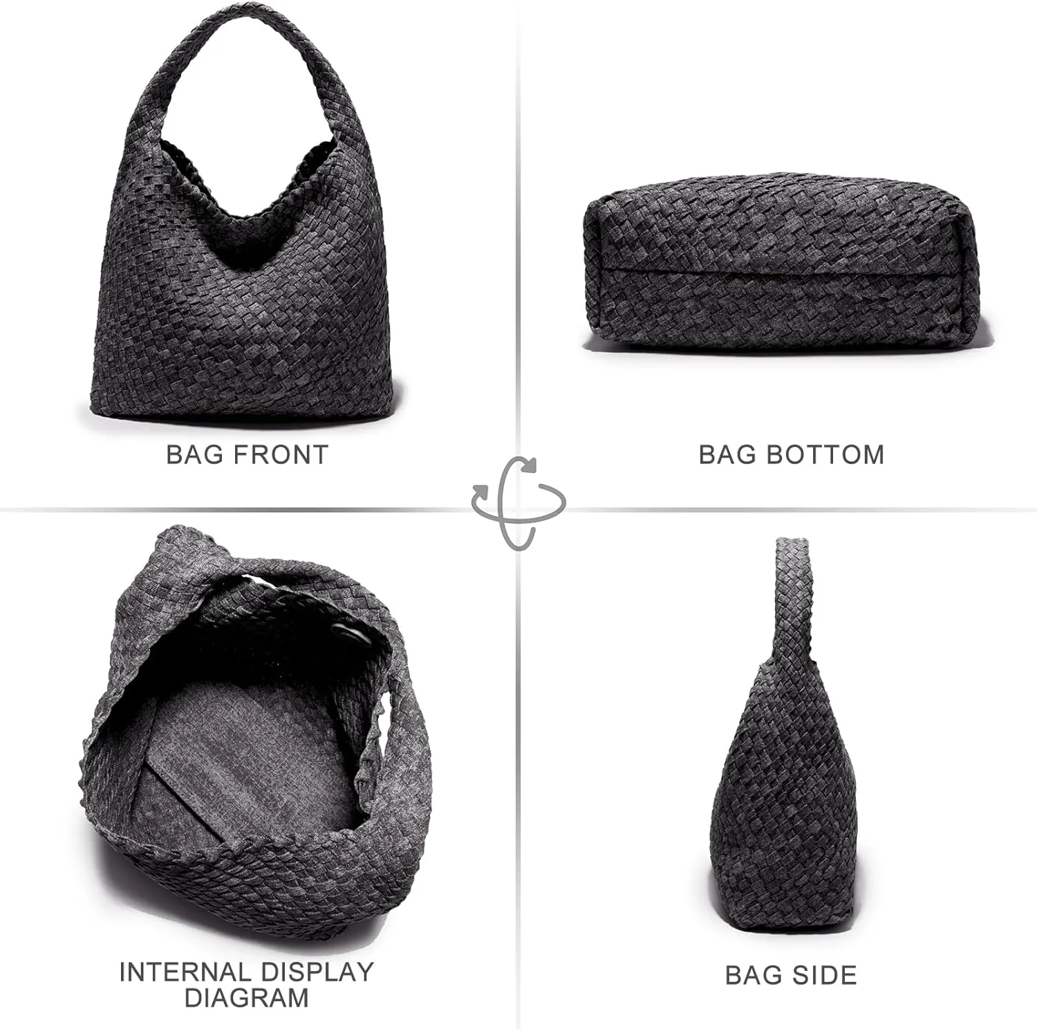 Woven Bag Purses and Handbags Woven Vegan Leather Tote Shoulder Top-Handle Bag With Purses for Women