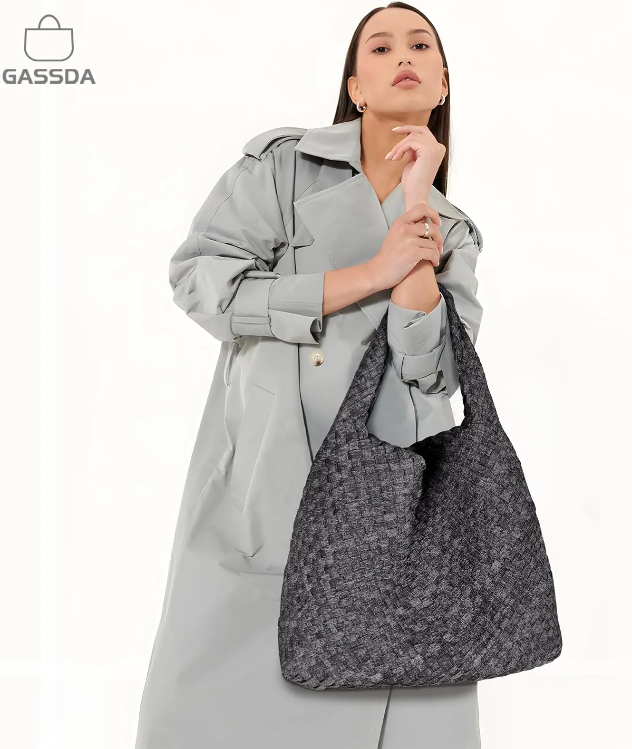 Woven Bag Purses and Handbags Woven Vegan Leather Tote Shoulder Top-Handle Bag With Purses for Women