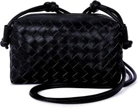 Woven Crossbody Bags for Women,Handwoven Small Purses for Women,Vegan Leather Handbag Trendy Shoulder Bag
