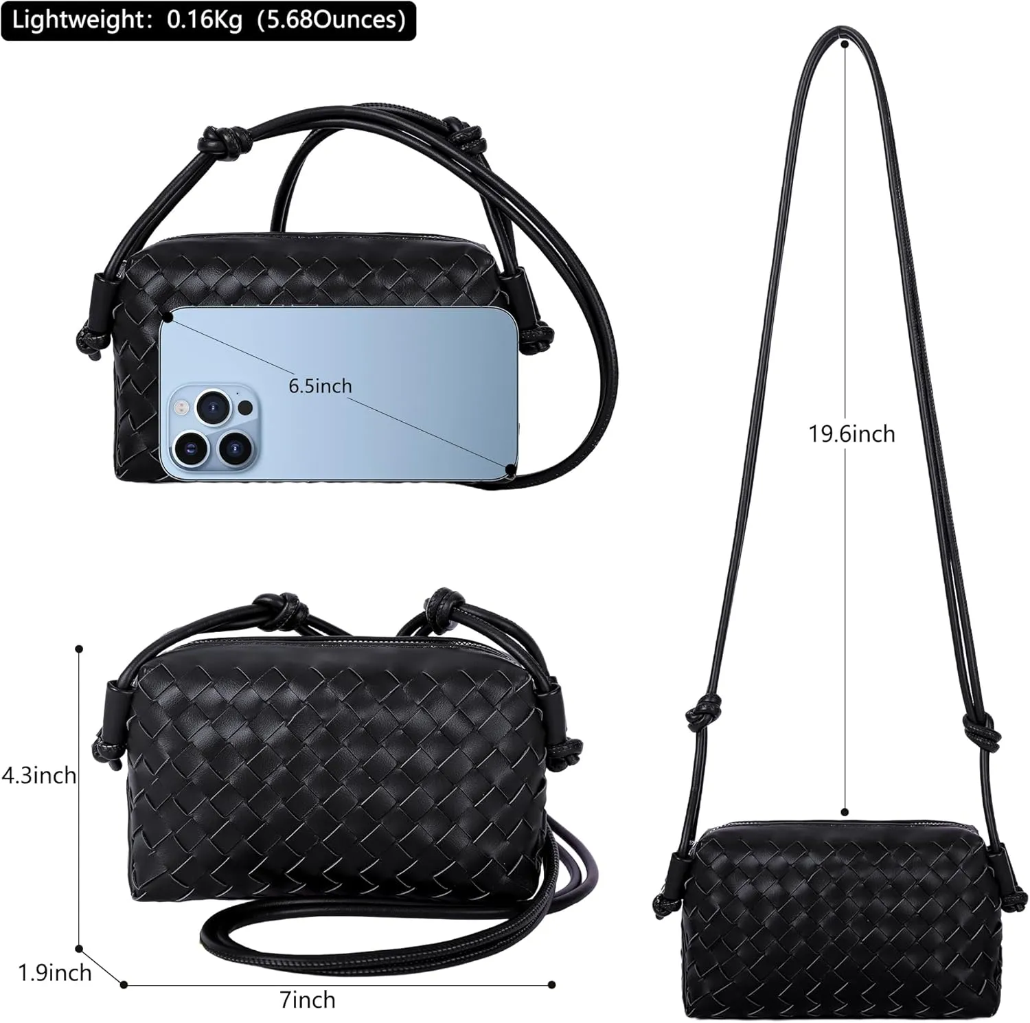 Woven Crossbody Bags for Women,Handwoven Small Purses for Women,Vegan Leather Handbag Trendy Shoulder Bag