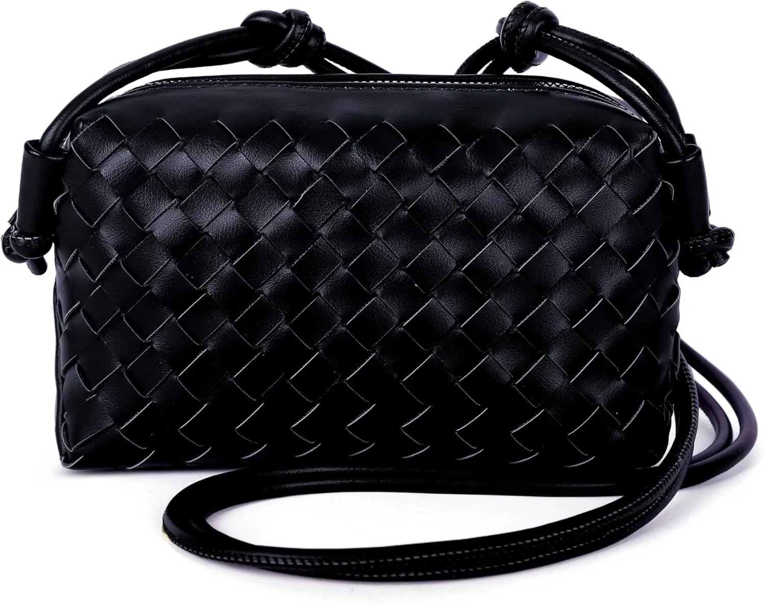 Woven Crossbody Bags for Women,Handwoven Small Purses for Women,Vegan Leather Handbag Trendy Shoulder Bag