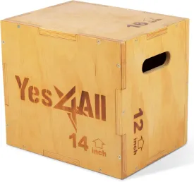 Yes4All 3-in-1 Wooden Plyo Box - Plyometric Jump Box for Home Gym and Outdoor Workouts, 450 lbs Box Jump