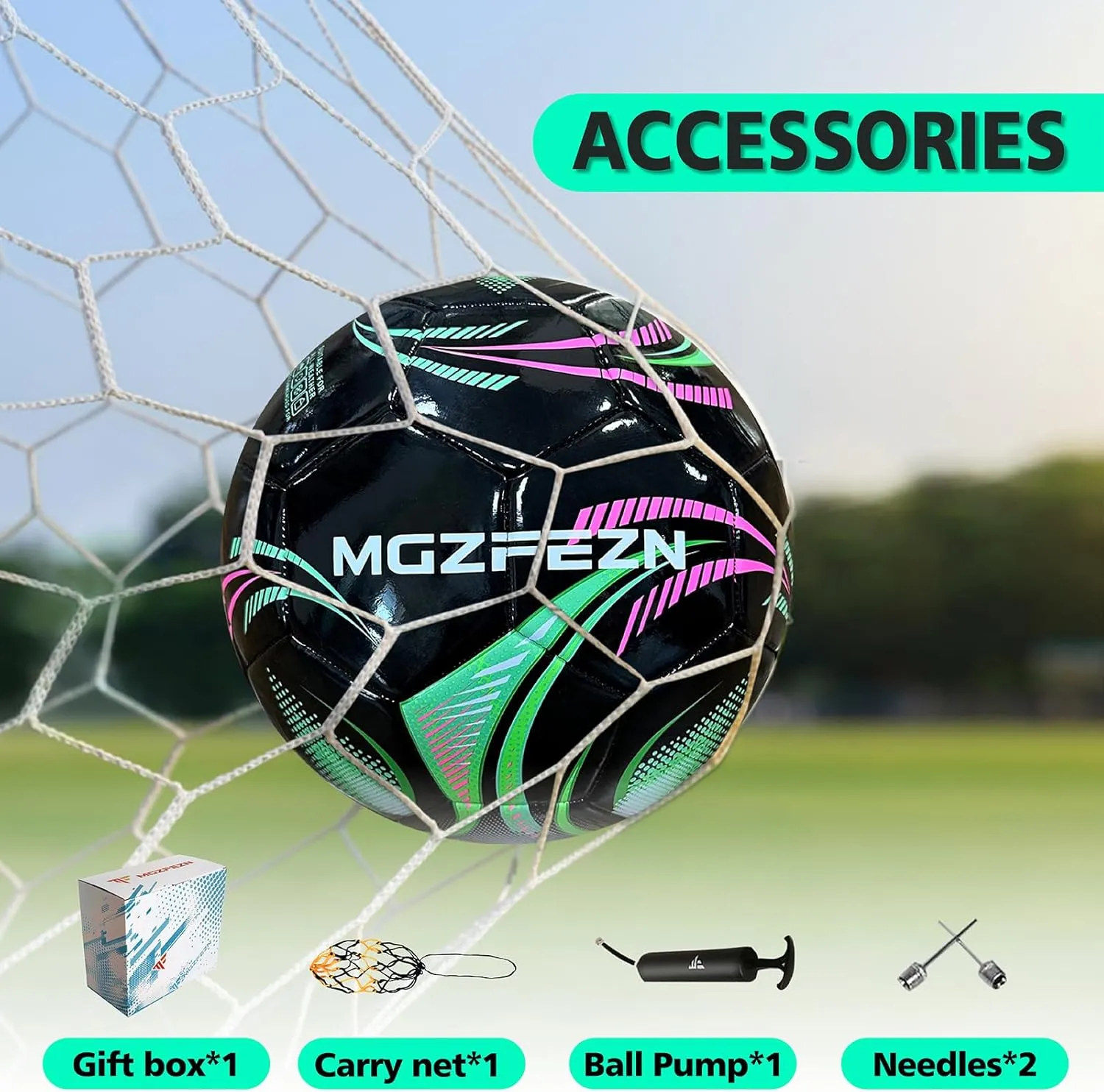 Youth Soccer Ball Size 4, Kids Outdoor Play Game Training Practice Soccer Ball for Teen Boy Girl Indoor Outdoor with 1 Pump 1 Net Bag and 1 Gift Box