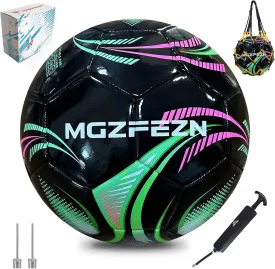 Youth Soccer Ball Size 4, Kids Outdoor Play Game Training Practice Soccer Ball for Teen Boy Girl Indoor Outdoor with 1 Pump 1 Net Bag and 1 Gift Box