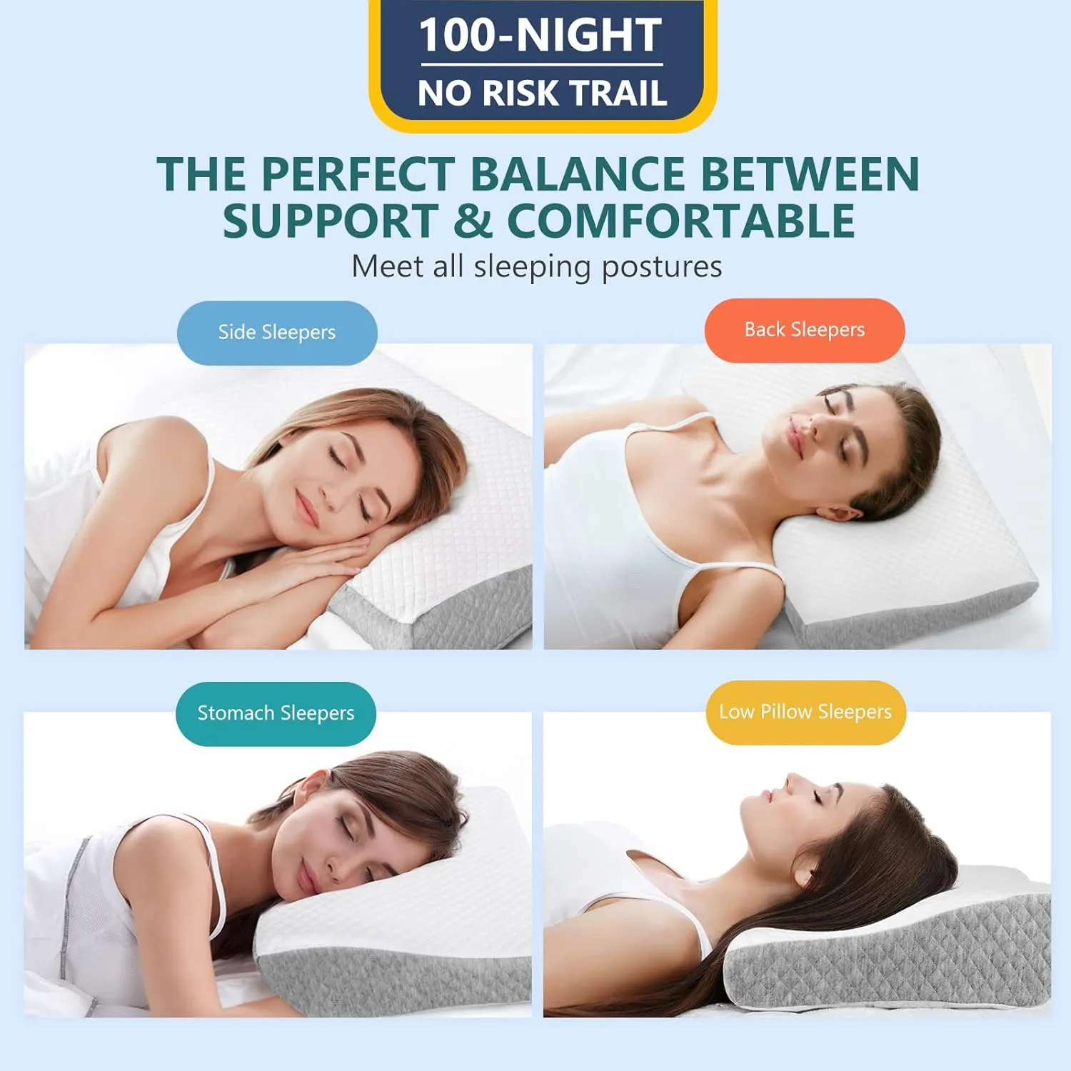ZAMAT Contour Memory Foam Pillow for Neck Pain Relief, Adjustable Ergonomic Cervical Pillow for Sleeping, Orthopedic Neck Pillow with Washable Cover, Bed Pillows for Side, Back, Stomach Sleepers