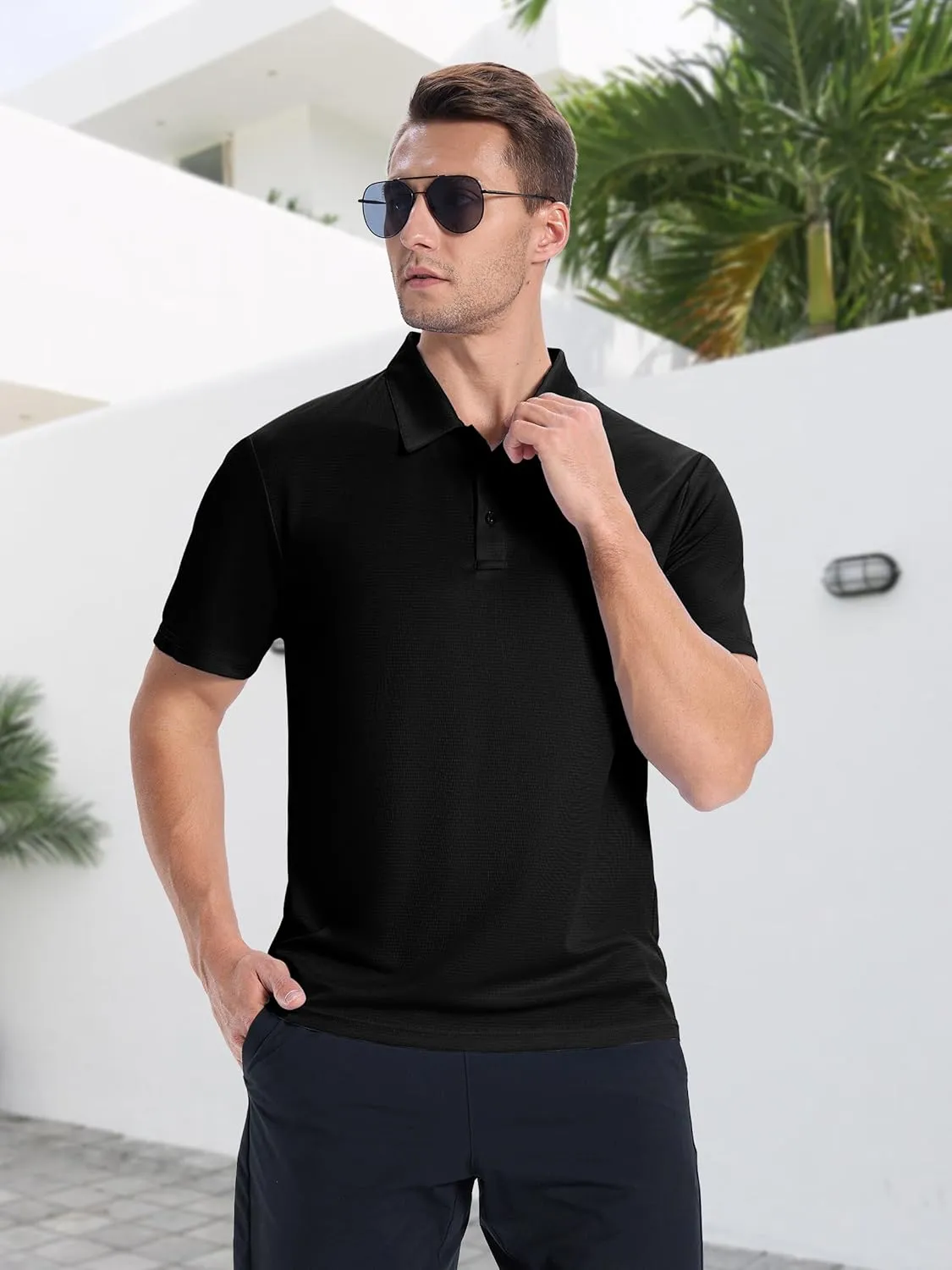 ZITY Mens Polo Shirts Short Sleeve Performance Moisture Wicking Work Golf Shirt