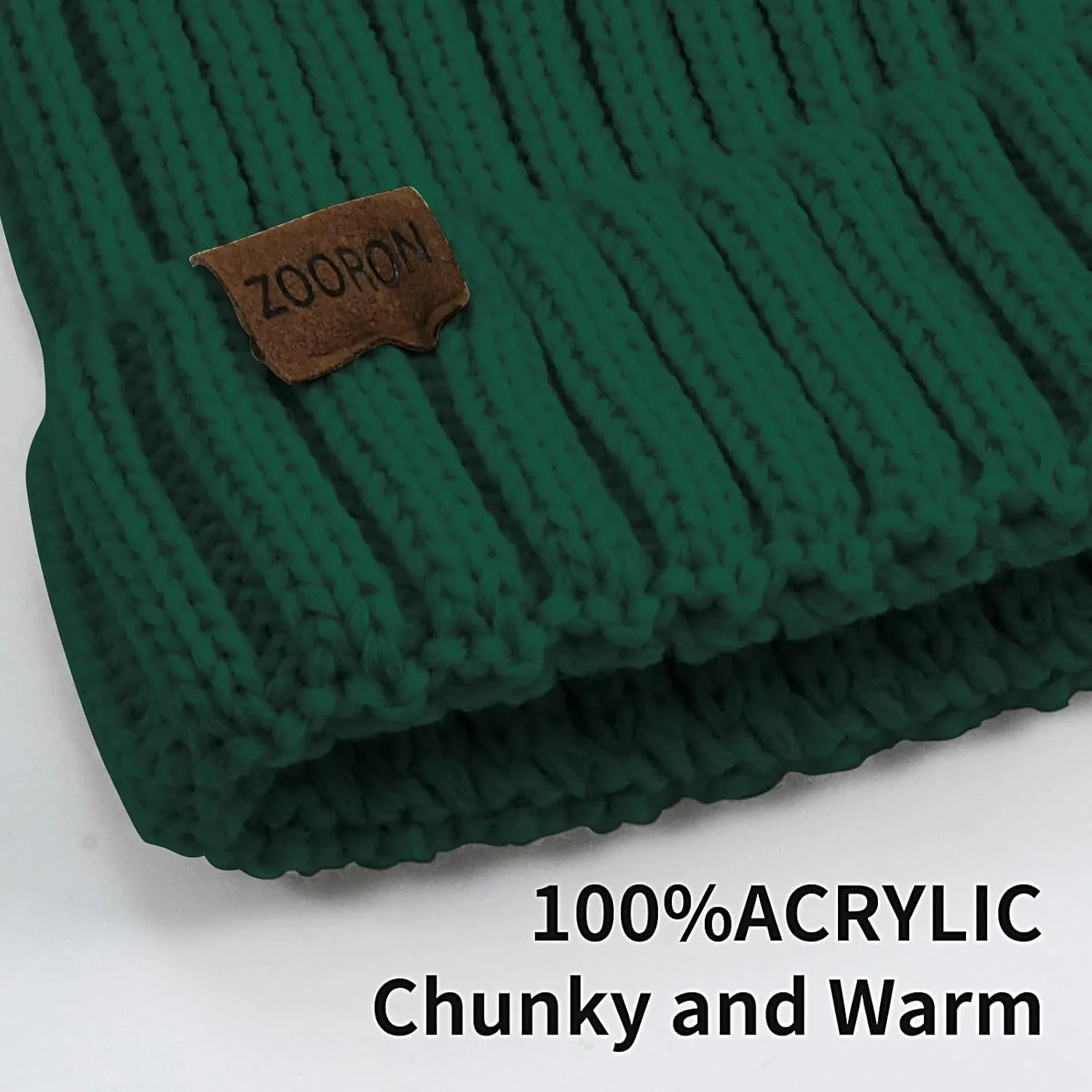 ZOORON Womens Winter Knitted Beanie Hat with Faux Fur Pom Beanie Warm Knit Skull Cap Beanie for Women
